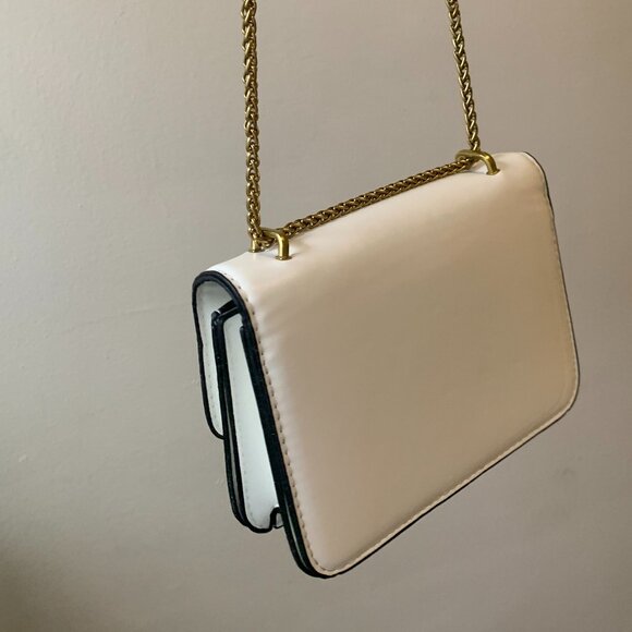NEW Tory Burch Ivory Leather Gold Chain "Eleanor" Crossbody Bag AUTHENTICATED - Picture 3 of 10